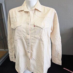 Levi's Corduroy Button Down Shirt Cream Oversized Women's Large